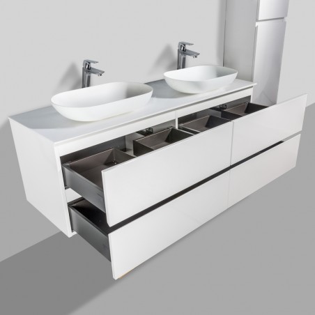 Pack Singapour 150cm Blanc brillant | double vasque Pack Singapour 150cm Blanc brillant | double vasque