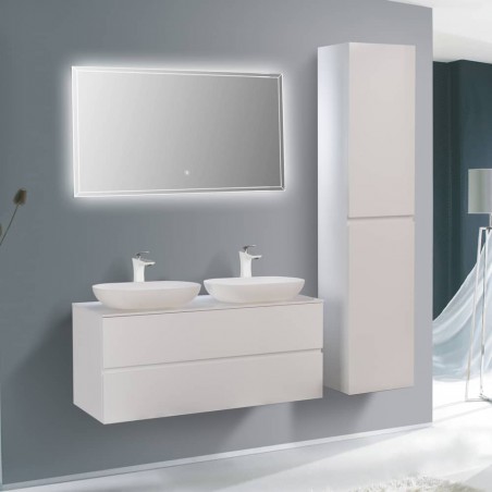 Ensemble meuble de salle de bain Singapour 120 cm | Blanc laqué brillant