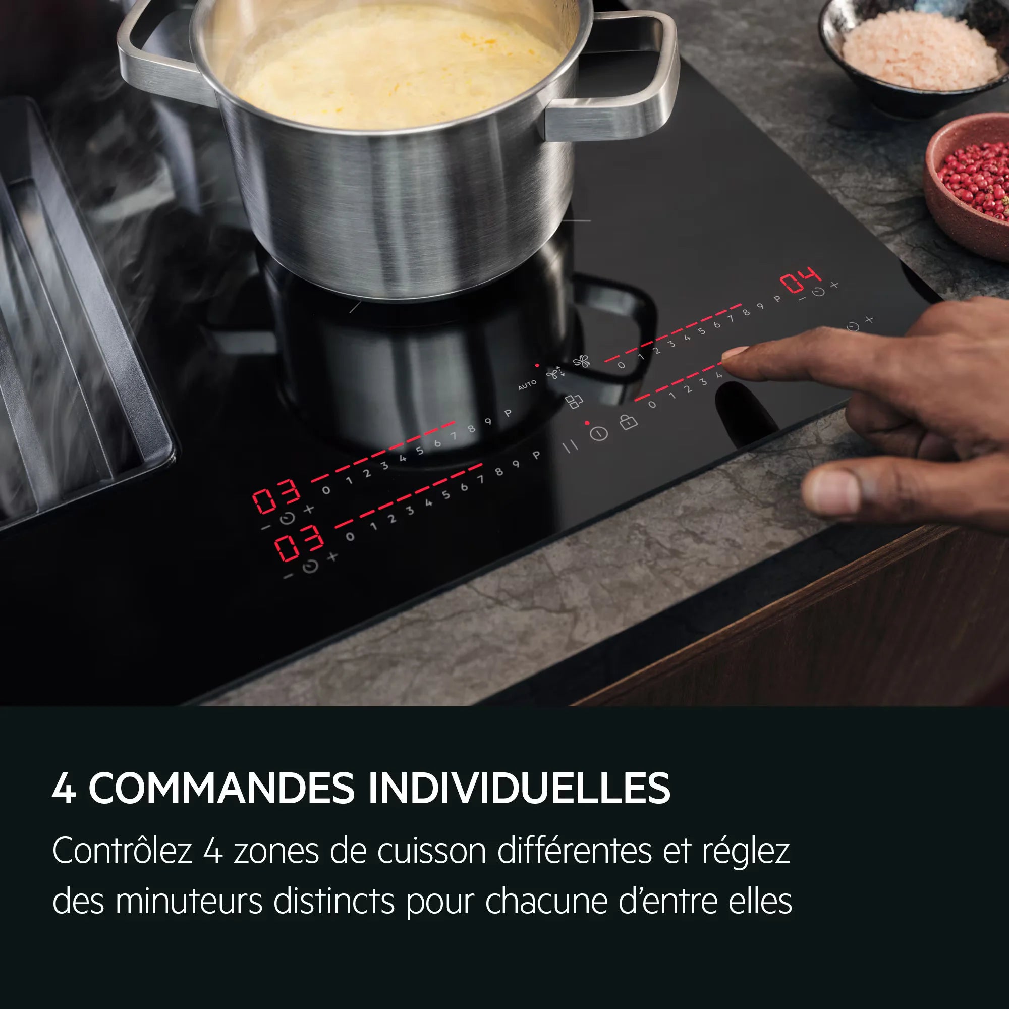 Plaque induction avec hotte intégrée 80 cm AEG TCH84CB03CB AEG