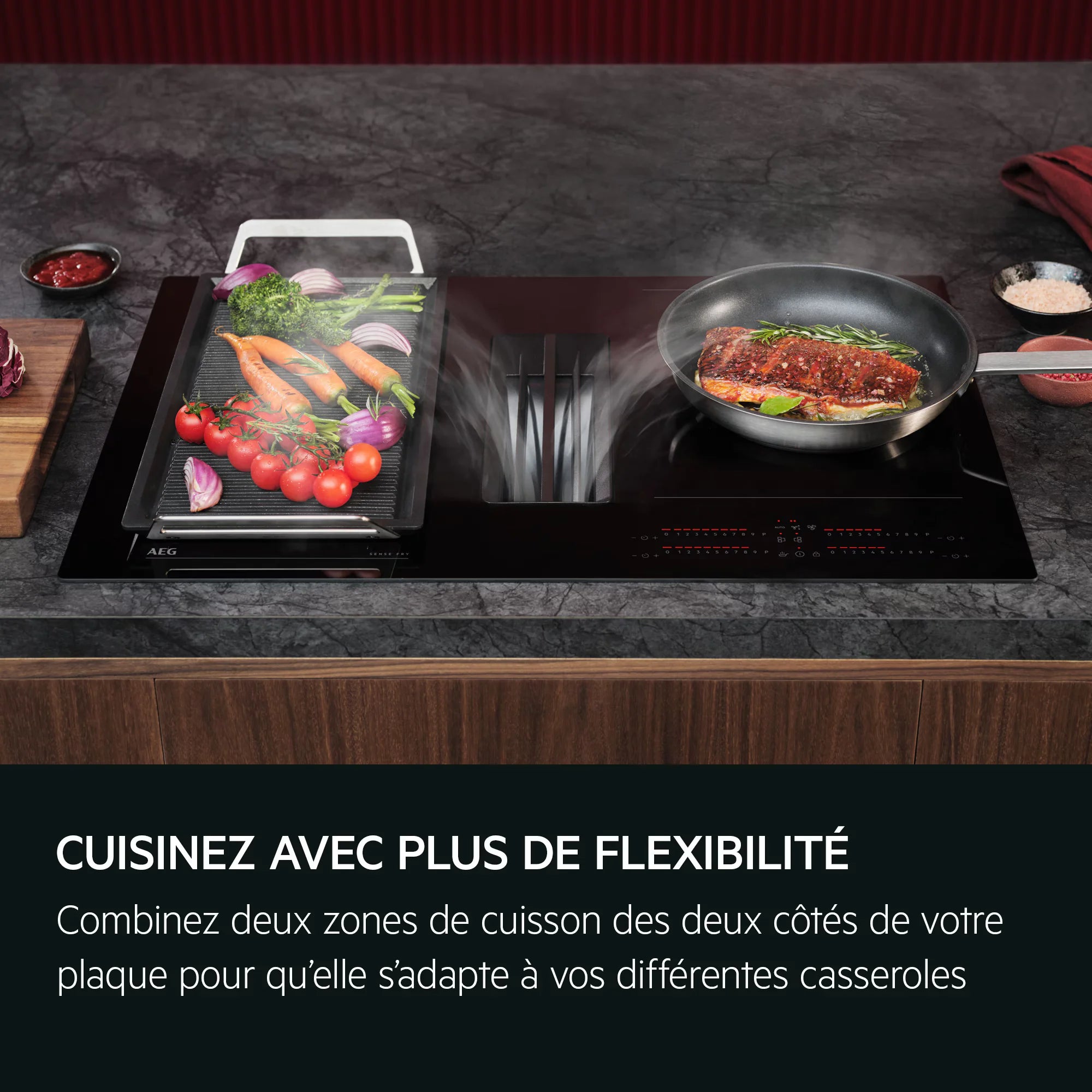 Plaque induction avec hotte intégrée 80 cm AEG TH84CC23CB AEG
