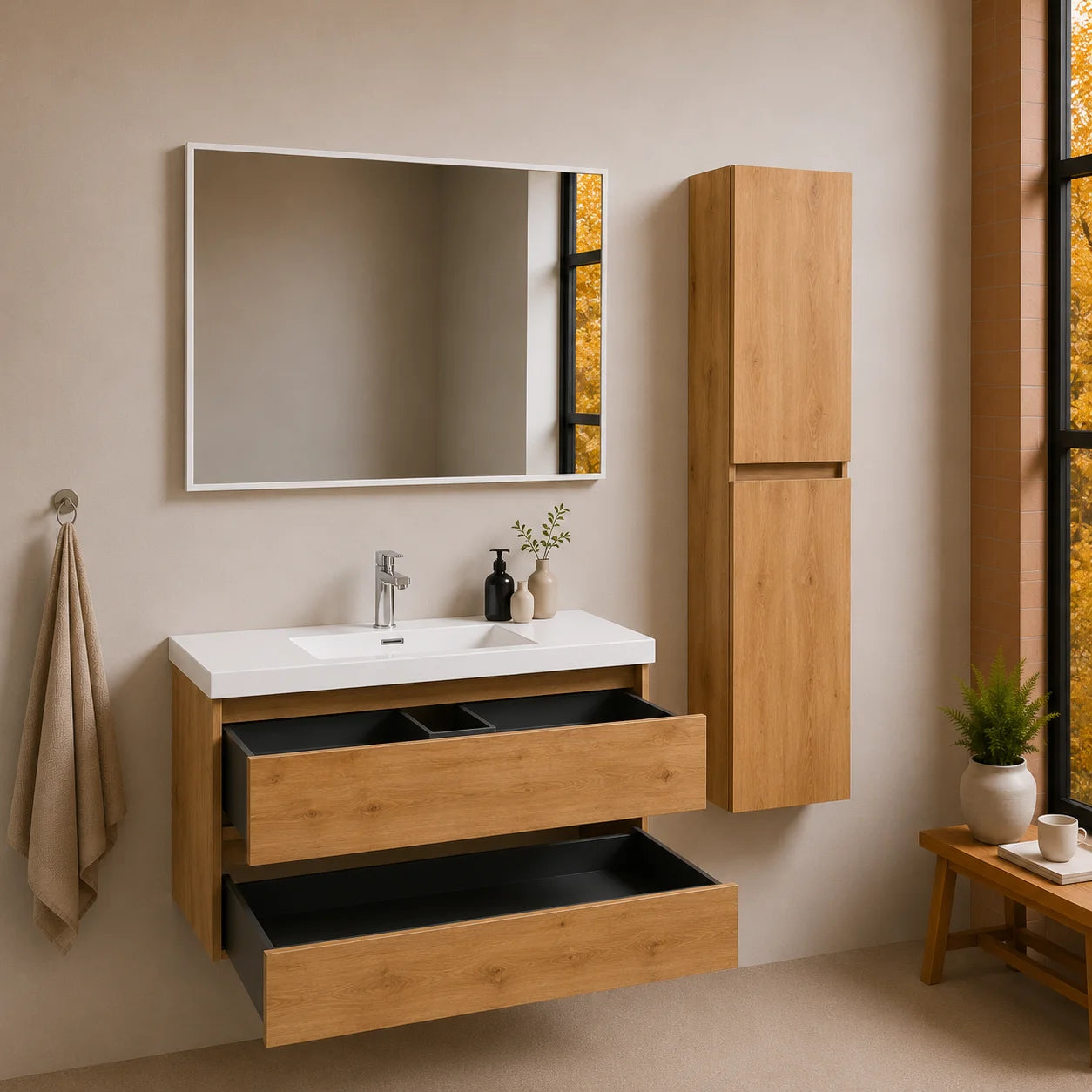 Ensemble Trinité 100 cm | Chêne naturel Carre maison