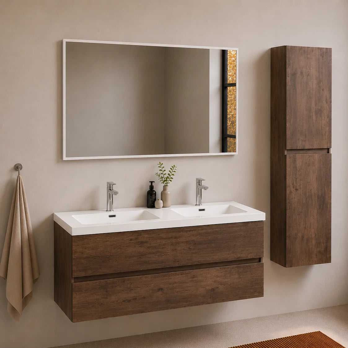Ensemble Trinité 120 cm | Chêne foncé Carre maison