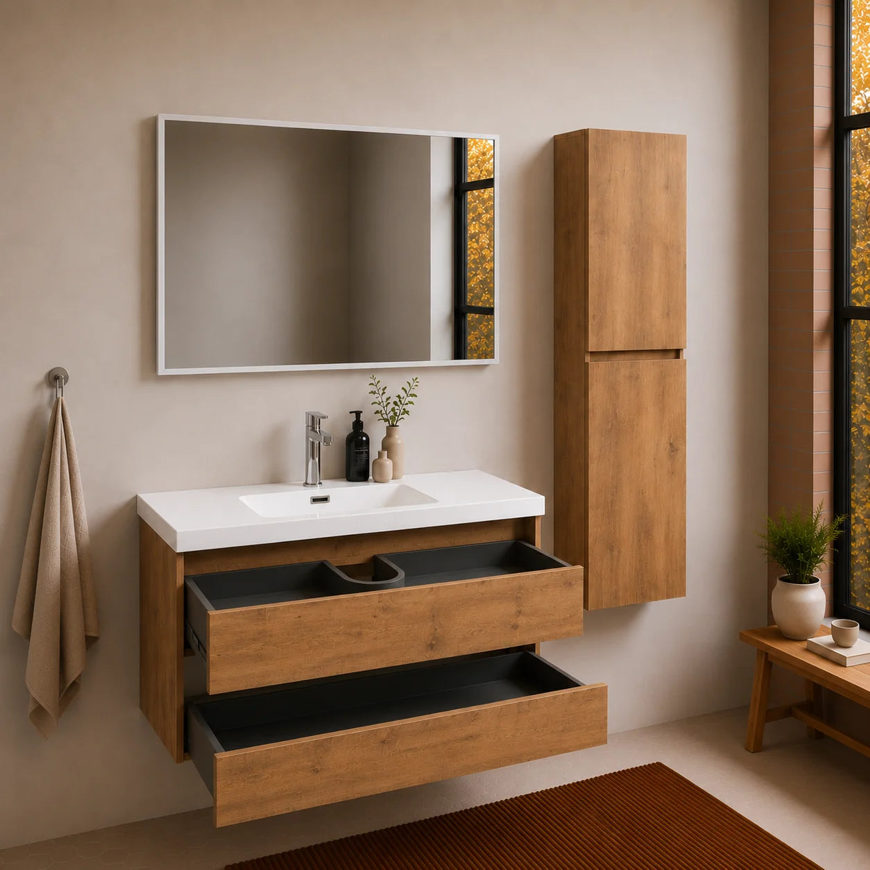 Ensemble Trinité 120 cm | Chêne naturel Carre maison