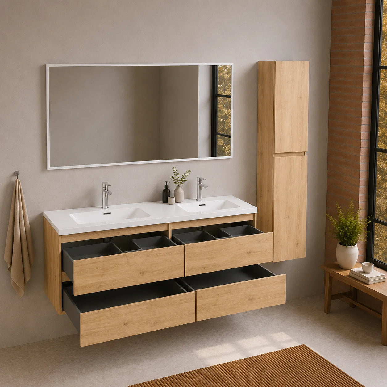 Ensemble Trinité 150 cm | Chêne naturel Carre maison