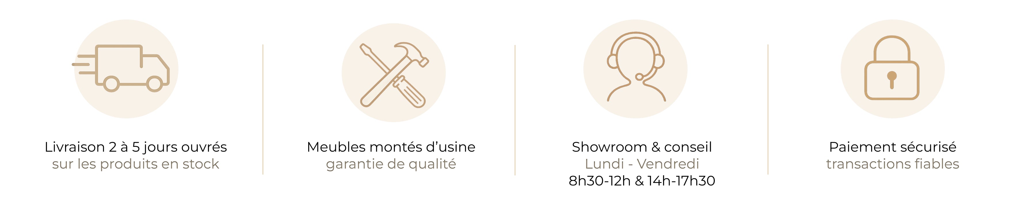 livraison-rapide, meuble montés d'usine, SAV et paiement sécurisé
