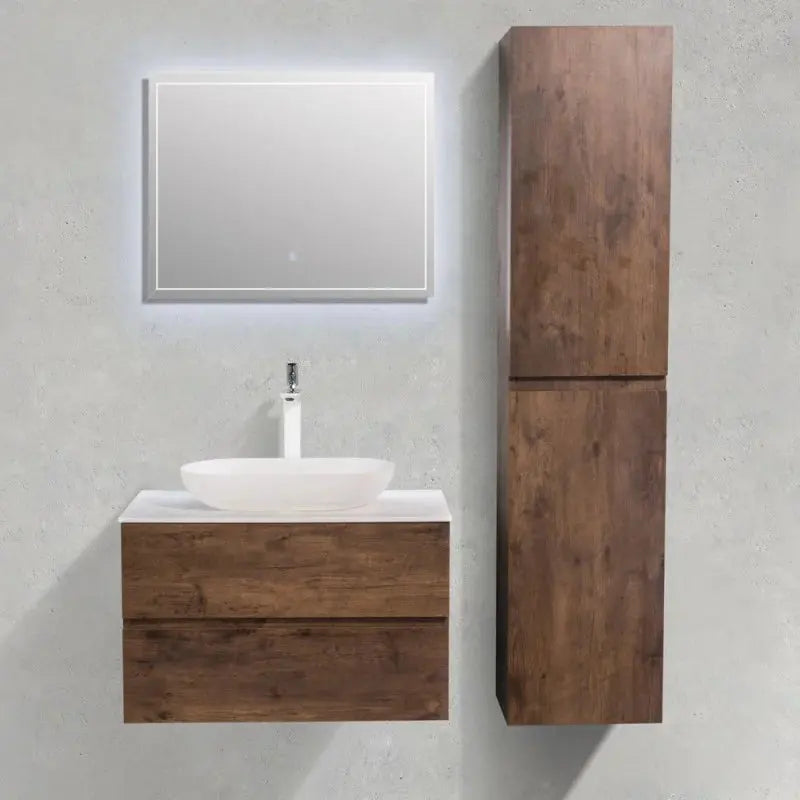 Ensemble Singapour 80 cm | Chêne foncé Carre maison