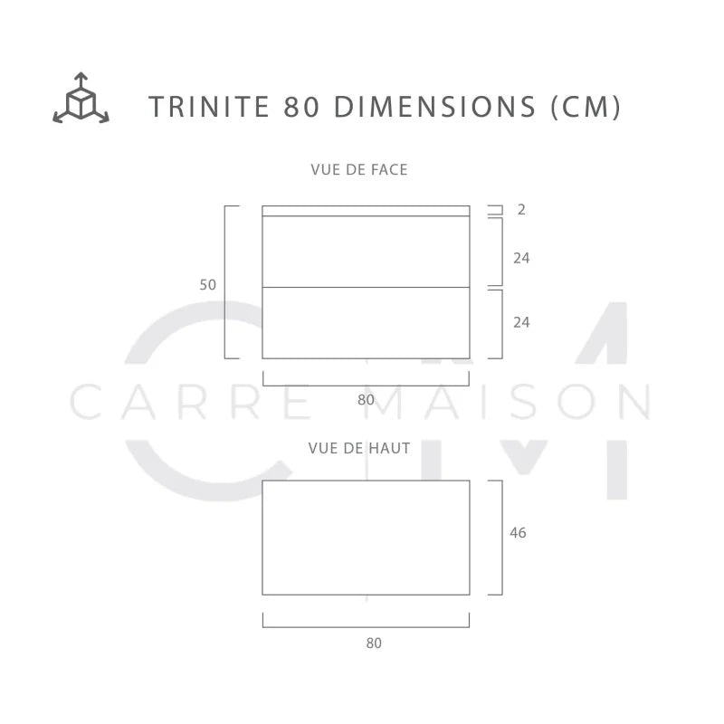 Ensemble Trinité 80 cm | Chêne foncé Carre maison
