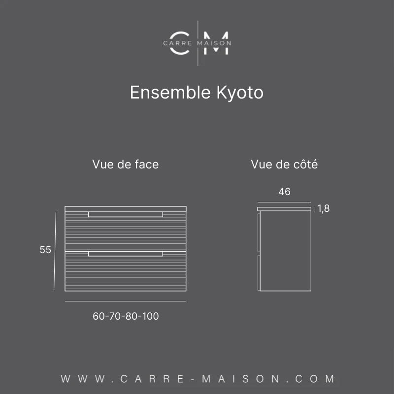 Ensemble KYOTO 80 vasque à poser | Noyer VISOBATH