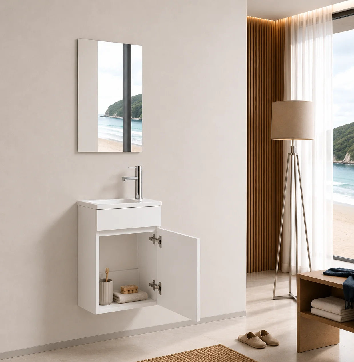 Lave-mains Trinité 40cm | Blanc brillant Carre maison