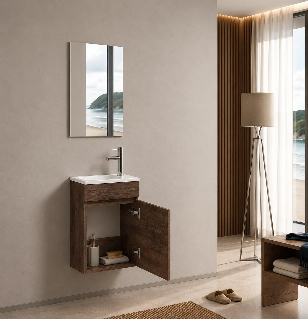 Lave-mains Trinité 40cm | Chêne foncé Carre maison