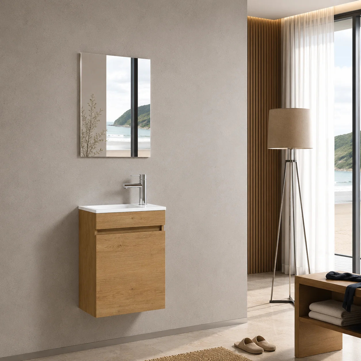 Lave-mains Trinité 40cm | Chêne naturel Carre maison