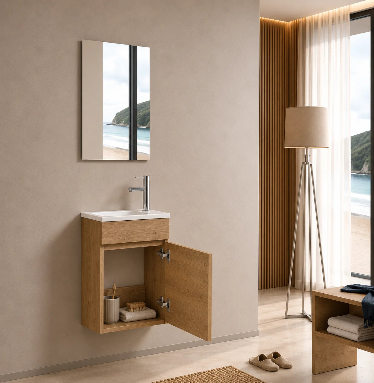 Lave-mains Trinité 40cm | Chêne naturel Carre maison
