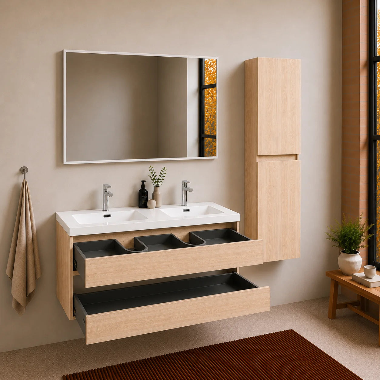 Ensemble Trinité 120 cm | Chêne clair Carre maison
