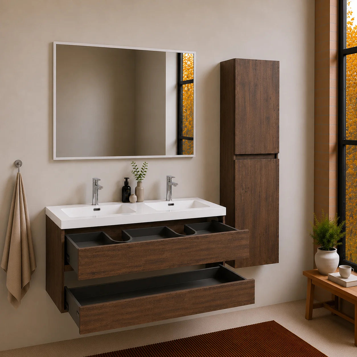 Ensemble Trinité 120 cm | Chêne foncé Carre maison